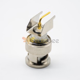 BNC Right Angle Zinc Alloy Male Connector for PCB 50 Ohm
