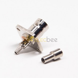 20pcs BNC Square Flange 4 Hole 180 Degree Female Crimp Type for Coaxial Cable 50 Ohm