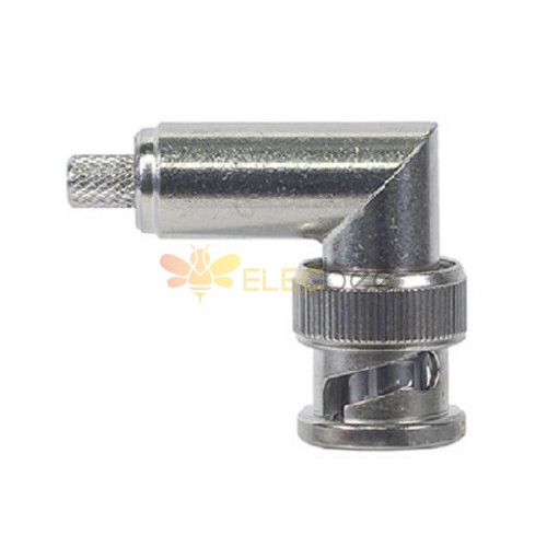 Coax To BNC Connector Right Angle Male Type Crimp Cable 50 Ohm