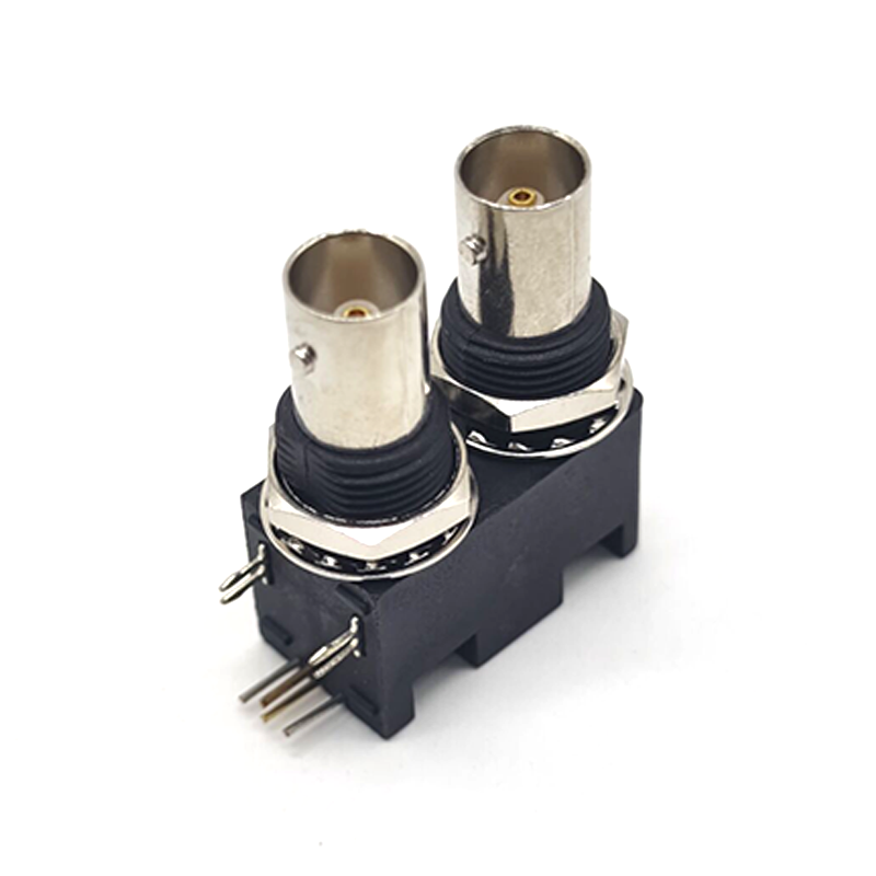 Coaxial to BNC Connector Dual Female Angled for PCB Mount 50 Ohm