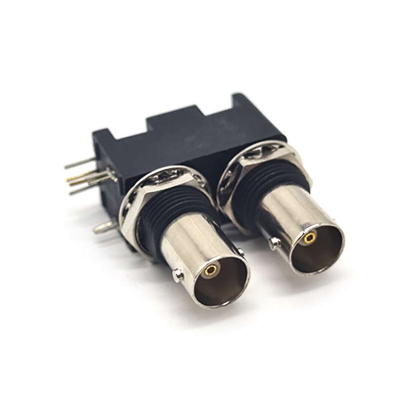 Coaxial to BNC Connector Dual Female Angled for PCB Mount 75 Ohm