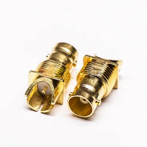 Gold Plated BNC Connector 180 Degree Female Plate Edge Mount