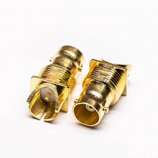 Gold Plated BNC Connector 180 Degree Female Plate Edge Mount 50 Ohm