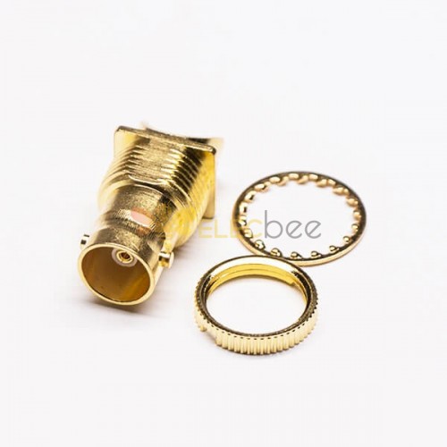 20 piezas conector BNC chapado en oro montaje de borde de placa hembra de 180 grados