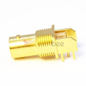 Gold Plating BNC Conector Feminino Direito Angulado Através do buraco para PCB Monte 8 milímetros