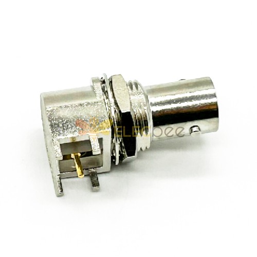 Connecteur HD SDI BNC femelle pour montage sur circuit imprimé, jambe de 8 mm, type DIP à 90 degrés, placage au nickel