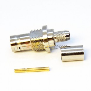20pcs HD-SDI Cable Connector Female Straight Crimp Type for Coaxial Cable Nickel Plating 50 Ohm
