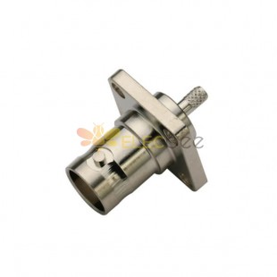 Video Connector BNC 4Holes Square Flange Jack for RG316 50 Ohm