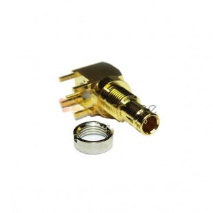 1.0/2.3 Connector Right Angle 75Ω Jack Solder Termination Micro Miniature Bulkhead Fitting for PCB Mount