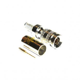 1.0/2.3 Connector Straight 75Ω Plug Crimp Termination Miniature Bulkhead Fitting Snap-On for Cable Mount