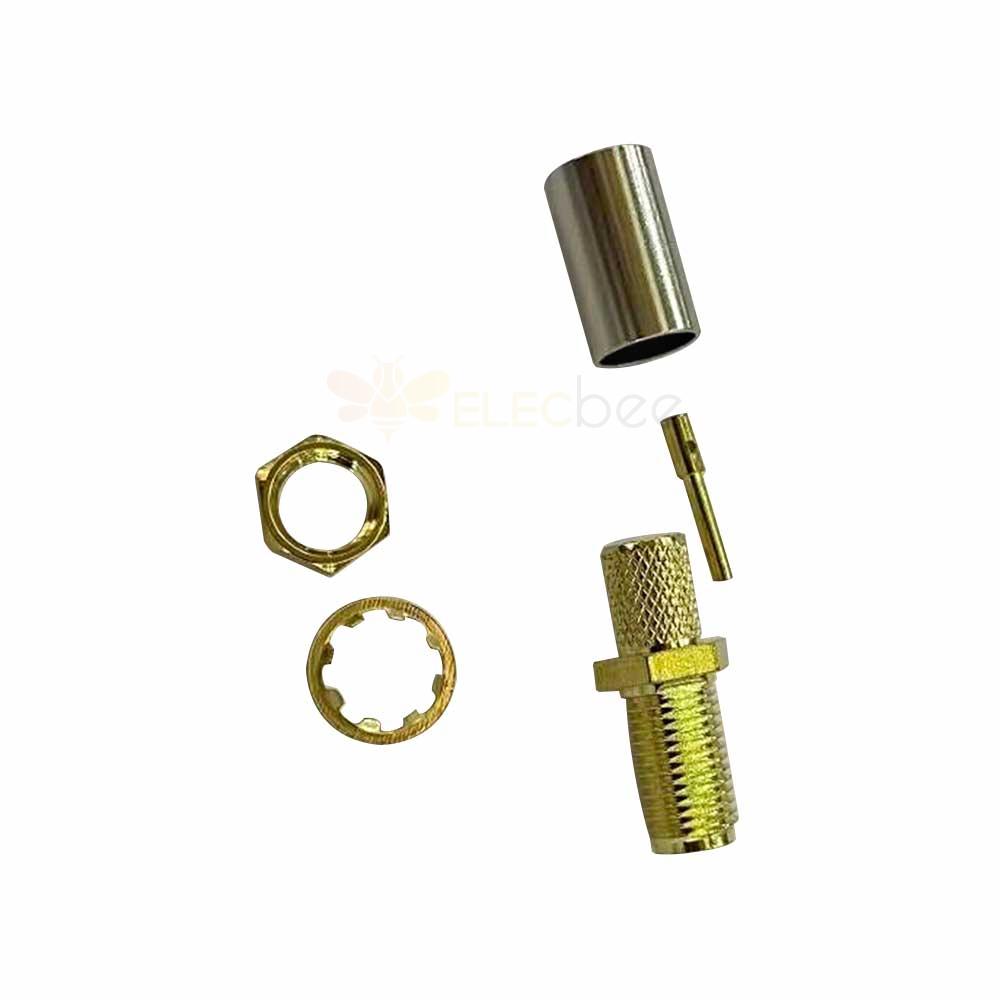 SMA Female Connector Gold Plated 180 Degree Crimp for LMR 240