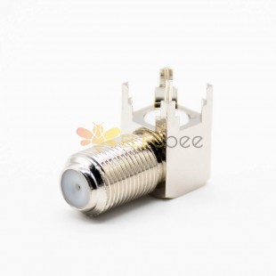 90 Degree F Type Connector Female PCB Mount Through Hole Threaded