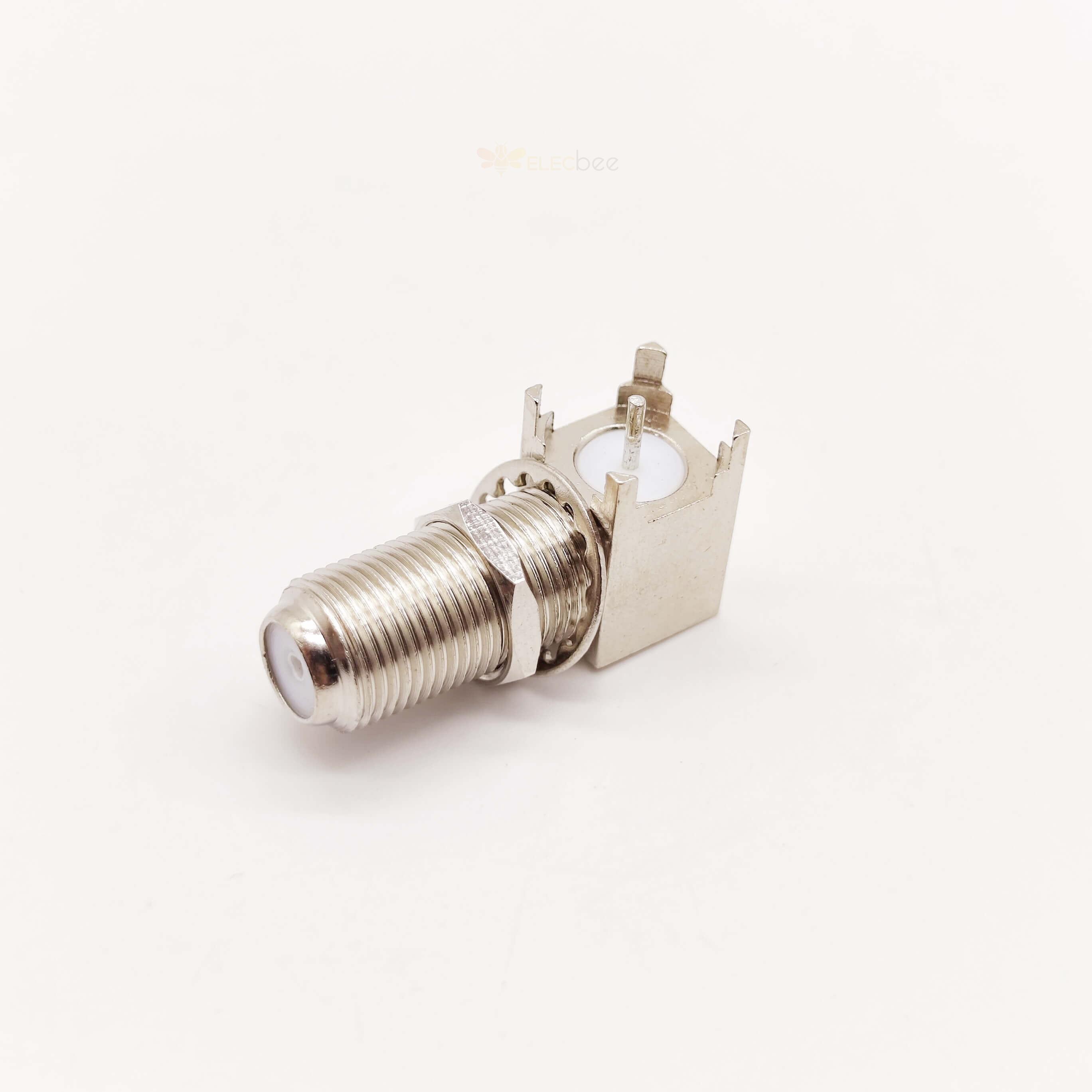 90 Degree F Type Connector Female Bulkhead for PCB Mount