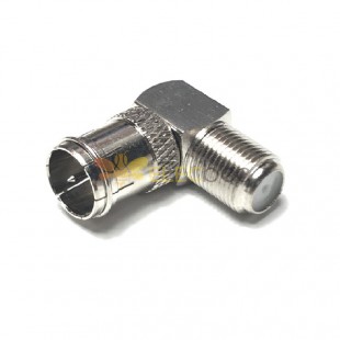Adapter F Plug Male to Jack Female Right Angle Quick Push on RF Coaxial Connector Converter