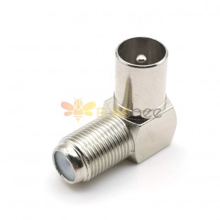  F Female Jack to IEC PAL TV Male Jack Right Angle RF Adapter