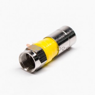 F Macho Conector Amarelo Plugor Straight Connector Compressão Tipo para RG6