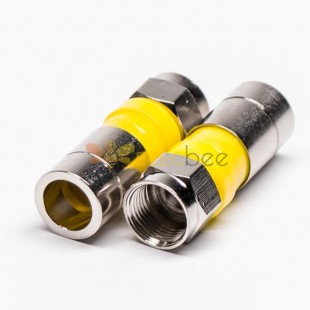 20pcs F Male Connector Yellow Plug Straight Connector Compression Type for RG6