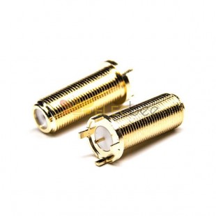F Type Connector Gold Plating Female 180 Degree Through Hole for PCB Mount