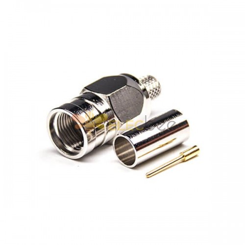F Type Male Coaxial Connector Straight Crimp Type pour coaxial Cable