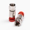 F Type RG6 Connector Red Male Straight Connector Compression Type