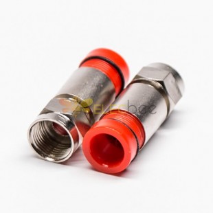 20pcs F 유형 RG6 커넥터 빨간색 남성 스트레이트 커넥터 압축 유형