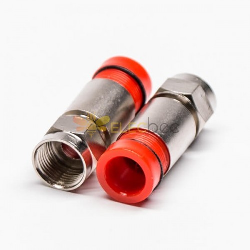 20 piezas conector tipo F RG6 conector recto macho rojo tipo de compresión