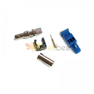 Blauer Fakra-C-Code-Stecker, gerader HF-Koaxialdrahtverbinder, Crimp für Kabel RG142 RG223