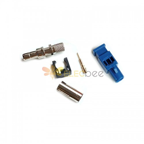 Blue Fakra C Code Male Plug Straight RF Coaxial Wire Connectors Crimp for Cable RG142 RG223