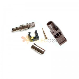 Brown Fakra F Code Male Plug Straight Connector Crimp for Cable RG142 RG223