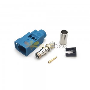 Fakra Z頭母水藍色壓接焊接連接器用於RG316 RG174