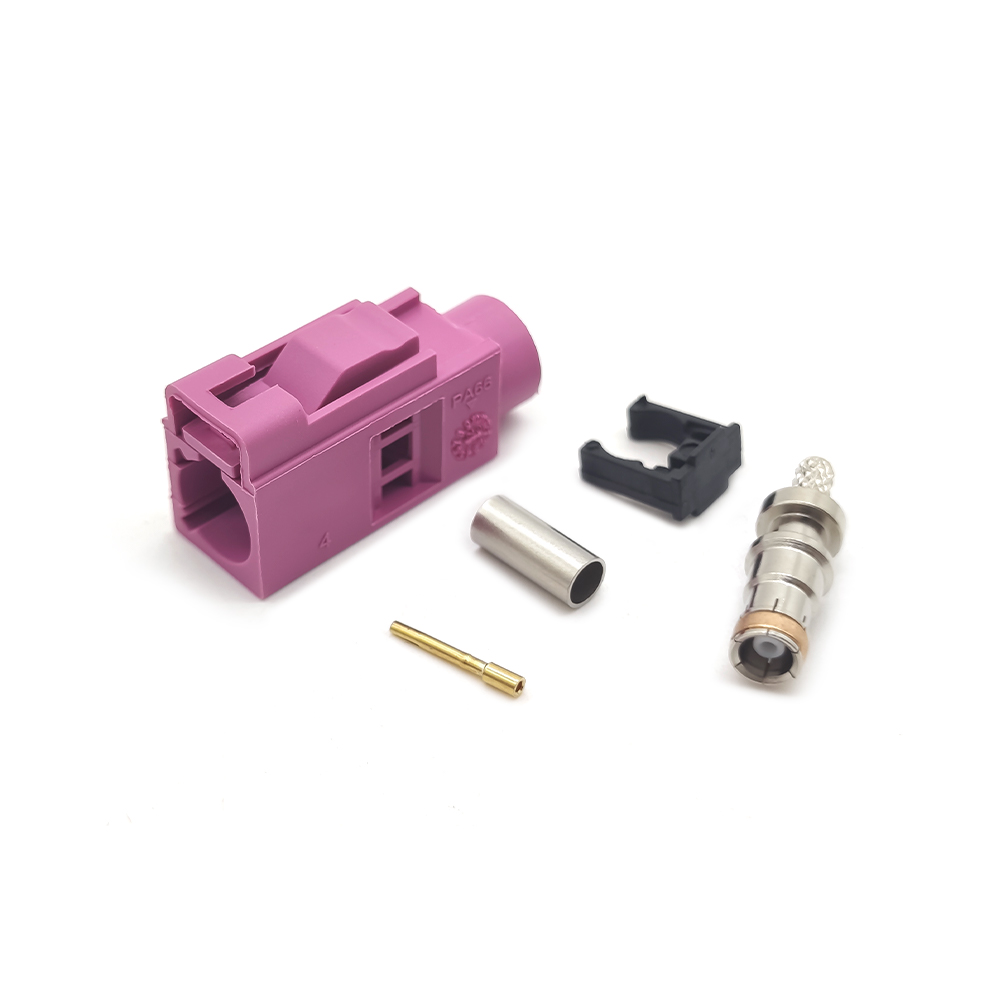 Fakra汽車連接器H型母頭紫紅色壓接焊接接線RG316 RG174