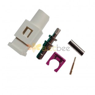 Fakra B Male White Crimp Solder Connector for Car Antenna RG58 Cable