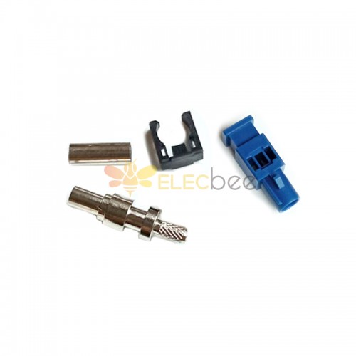 Fakra C-Code-Stecker, blau, gerader Stecker, Crimp für Kabel RG316 RG174