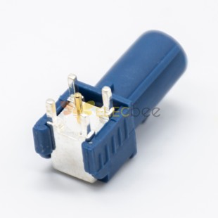 Fakra-C介面公頭藍色PCB插孔安裝式彎式汽車連接器