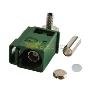 Fakra E Female Right Angle Green Crimp Connector for RG174 RG316 Cable