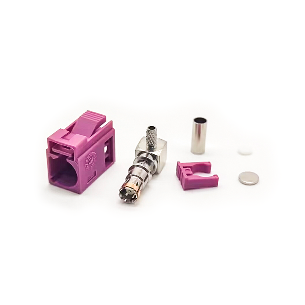 Fakra H Female Right Angle Heather Violet Crimp Connector for RG174 RG316 Cable