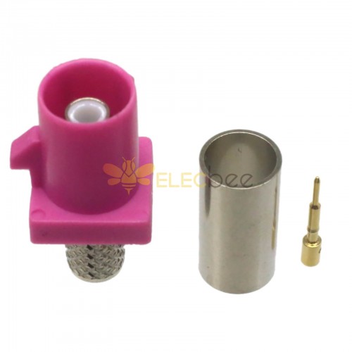 FAKRA H Pink Straight Male Plug Car Vehicle Connector Crimp Type for Cable RG58/RG142