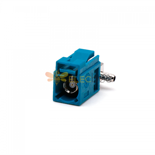 Fakra Z型90度母彎式插孔 RF SMB 連接器功能通用 水藍色 適用於RG174 RG316