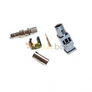 Gray Fakra G Code Male Plug Straight Connector Crimp for Cable RG142 RG223