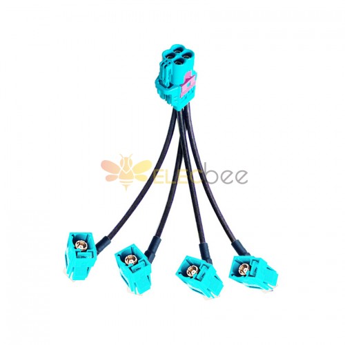 Mini Fakra 4 in 1 to FAKRA Z Right Angle Jack Female Four Ports Vehicle LVDS Cable Adapter RF Coaxial Extension 50CM RG316 TE Connectivity
