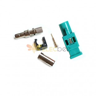 Water Blue Fakra Z Code Male Plug Universal Straight Connector Crimp for Cable RG142 RG223