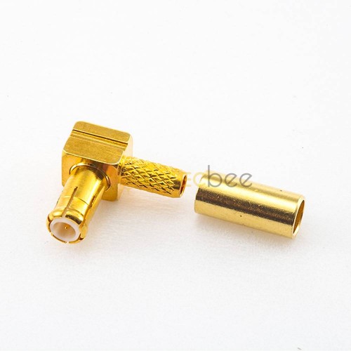 MCX-Kabelstecker, Crimp-Typ für RG316-Kabel, Winkel, Kupfer, vergoldet, 50 Ω