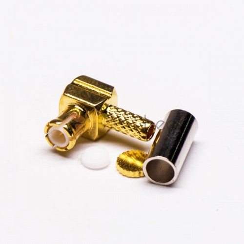 MCX Коннектор Правый угол мужской золотой покрытием Crimp Тип для кабеля