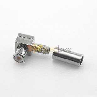 MCX Plug Crimp Connector Male Elbow Stainless Steel Nickel Plated 50Ω