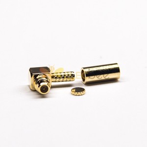 MMCX Connector with Metal Cap Male 90 Degree for Cable Crimp Type
