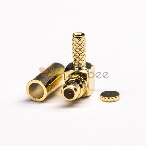 20pcs MMCX Connector with Metal Cap Male 90 Degree for Cable Crimp Type