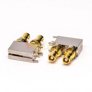 Mini Dual BNC Connector Jack Through Hole for PCB Mount