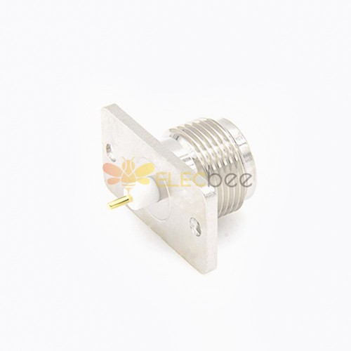 Coax N Type Connector 2 Hole Flange Straight Female Solder for PCB Mount