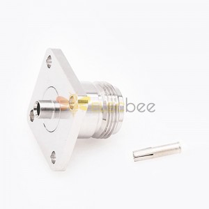 Connector Flange Mount Type N Female Straight 4 Hole Flange Solder for Semi-rigid 141 cable