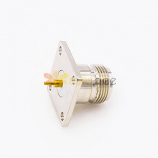 連接器 N 型母焊板 4 孔法蘭直焊用於 PCB 安裝